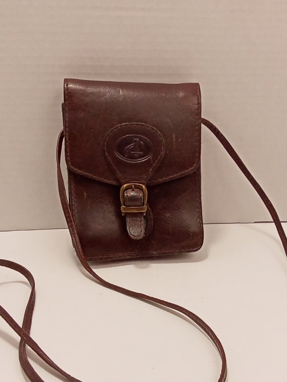 Vintage Genuine Leather Crossbody Bag Brown Small Passport Phone Purse Boho